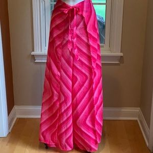 NEW Flowy Sheer Pink Striped Beach Cover-Up Pants